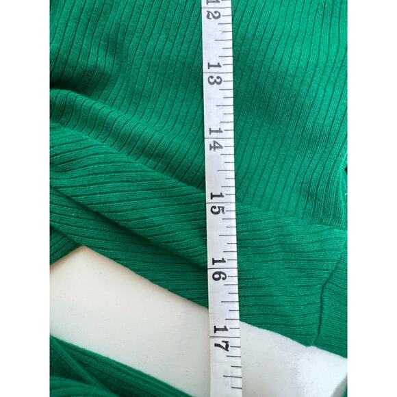 Y2K Hollister Cropped Shirt Junior Sz M Hunter Green Tie Front Low V Neck - Picture 7 of 7